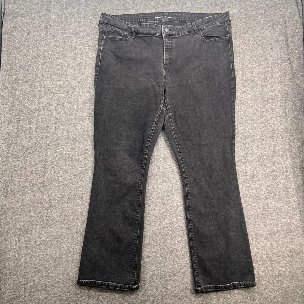 Old Navy Womens 20 Mid-Rise Kicker Boot-Cut Jeans Faded Black Stretch Denim